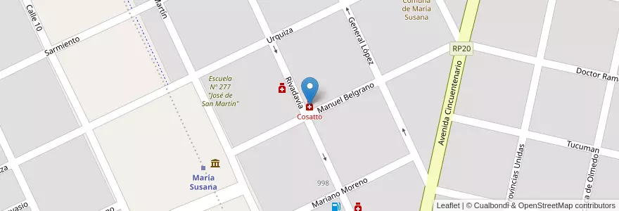 Mapa de ubicacion de Cosatto en Arjantin, Santa Fe, Departamento San Martín, Municipio De María Susana.