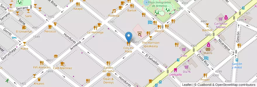 Mapa de ubicacion de Cosi mi Piace, Palermo en Аргентина, Буэнос-Айрес, Буэнос-Айрес.