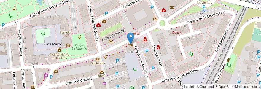 Mapa de ubicacion de Coslada JP Juegos en Испания, Мадрид, Мадрид, Área Metropolitana De Madrid Y Corredor Del Henares, Coslada.