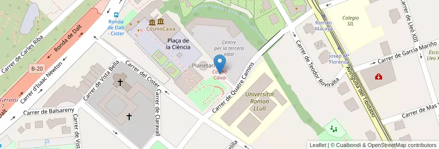 Mapa de ubicacion de Cosmo Caixa en España, Catalunya, Barcelona, Barcelonès, Barcelona.