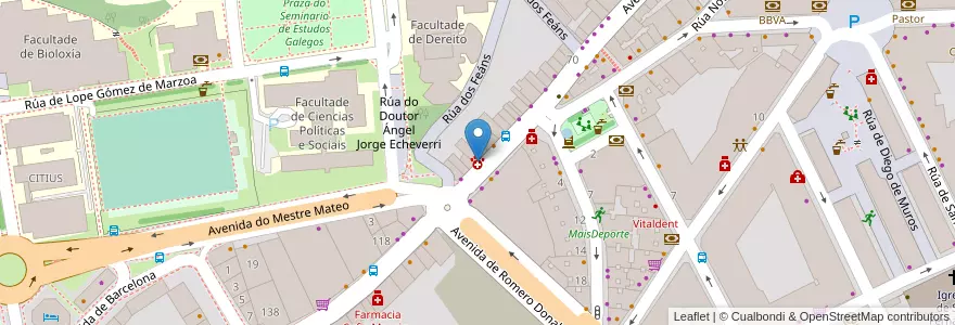 Mapa de ubicacion de Cosmopet en 西班牙, Galicia / Galiza, A Coruña, Santiago, Santiago De Compostela.