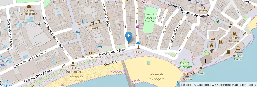 Mapa de ubicacion de Costa Barcelona en 스페인, Catalunya, Barcelona, Garraf, Sitges.