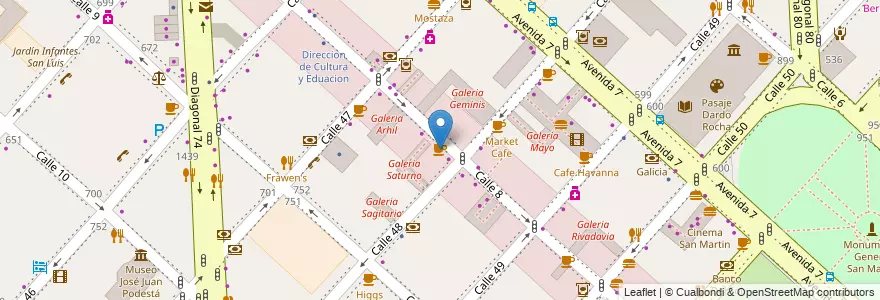 Mapa de ubicacion de Costa Cafe, Casco Urbano en Argentina, Provincia Di Buenos Aires, Partido De La Plata, La Plata.