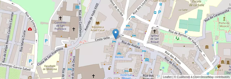 Mapa de ubicacion de Costa Vella en Spanien, Galicien, A Coruña, Santiago, Santiago De Compostela.