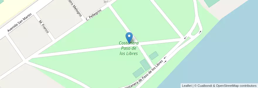 Mapa de ubicacion de Costanera Paso de los Libres en アルゼンチン, コリエンテス州, Departamento Paso De Los Libres, Municipio De Paso De Los Libres.