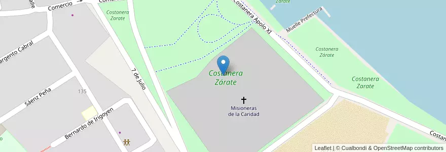 Mapa de ubicacion de Costanera Zárate en Argentina, Buenos Aires, Partido De Zárate.