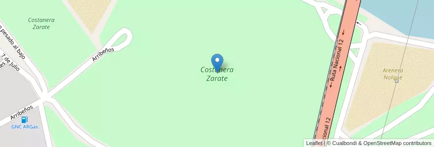 Mapa de ubicacion de Costanera Zarate en Arjantin, Buenos Aires, Partido De Zárate.