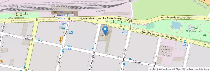 Mapa de ubicacion de Costavía en Arjantin, Santa Fe, Departamento Rosario, Municipio De Rosario, Rosario.