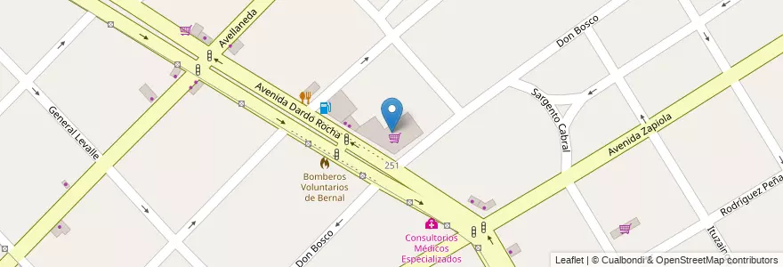 Mapa de ubicacion de Coto Supermercado en Arjantin, Buenos Aires, Partido De Quilmes, Bernal.