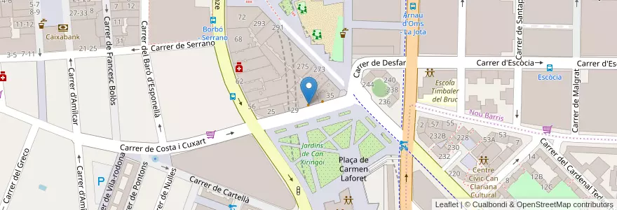 Mapa de ubicacion de Cotxeres en 西班牙, Catalunya, Barcelona, Barcelonès, Barcelona.