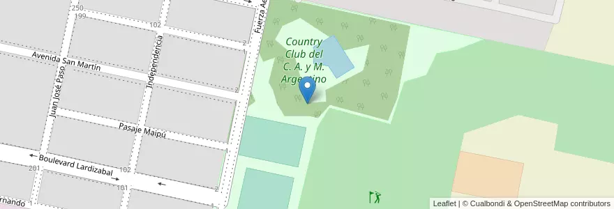 Mapa de ubicacion de Country Club del C. A. y M. Argentino en Arjantin, Córdoba, Departamento Marcos Juárez, Pedanía Espinillos, Municipio De Marcos Juárez.