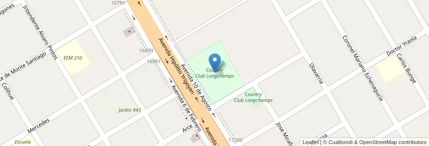 Mapa de ubicacion de Country Club Longchamps en Arjantin, Buenos Aires, Partido De Almirante Brown, Longchamps.