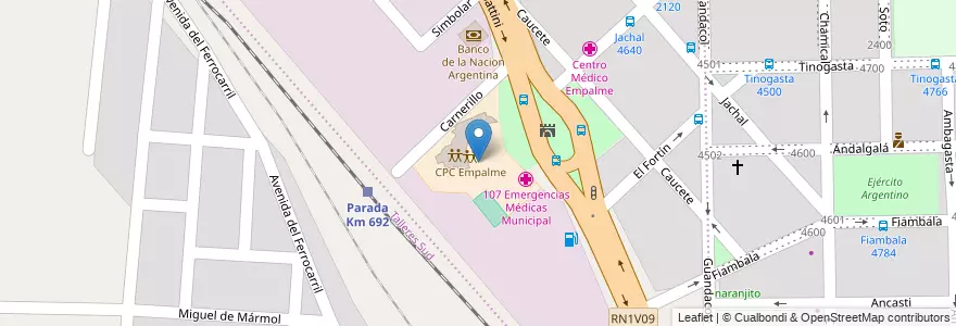 Mapa de ubicacion de CPC Empalme en Аргентина, Кордова, Departamento Capital, Pedanía Capital, Córdoba, Municipio De Córdoba.