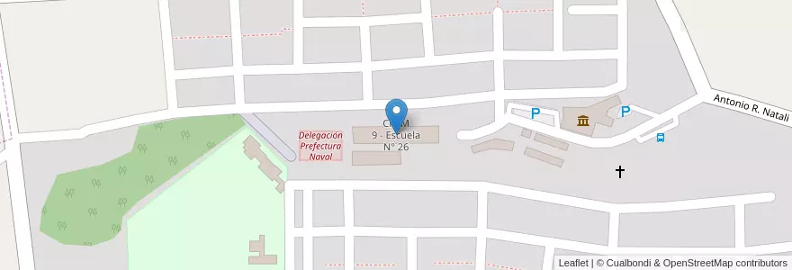 Mapa de ubicacion de CPEM 9 - Escuela N° 26 en Arjantin, Şili, Neuquén, Departamento Confluencia, Villa El Chocón, Villa El Chocón.