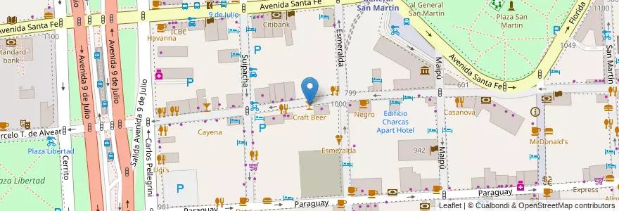 Mapa de ubicacion de Craft Beer, Retiro en アルゼンチン, Ciudad Autónoma De Buenos Aires, Comuna 1, ブエノスアイレス.