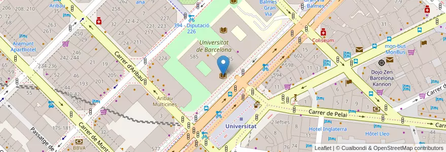 Mapa de ubicacion de CRAI Biblioteca de Lletres en إسبانيا, كتالونيا, برشلونة, بارسلونس, Barcelona.