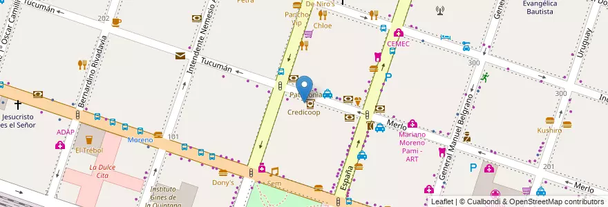 Mapa de ubicacion de Credicoop en Argentinië, Buenos Aires, Partido De Moreno, Moreno.