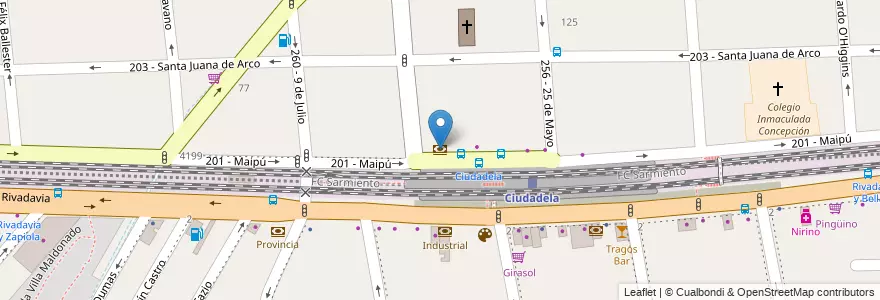 Mapa de ubicacion de Credicoop en الأرجنتين, بوينس آيرس, Partido De Tres De Febrero, Ciudadela.