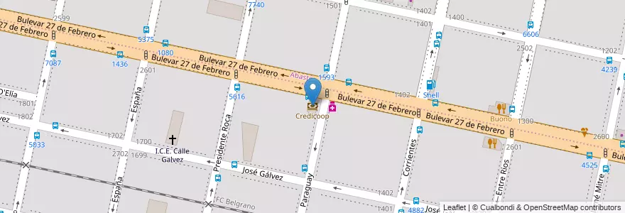 Mapa de ubicacion de Credicoop en Argentine, Santa Fe, Departamento Rosario, Municipio De Rosario, Rosario.