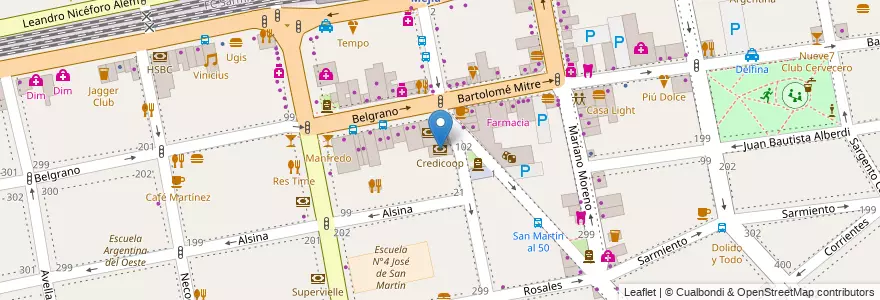 Mapa de ubicacion de Credicoop en Arjantin, Buenos Aires, Partido De La Matanza, Ramos Mejía.