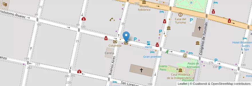 Mapa de ubicacion de Credicoop en アルゼンチン, トゥクマン州, San Miguel De Tucumán, Departamento Capital, San Miguel De Tucumán.