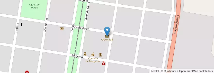 Mapa de ubicacion de Credicoop en アルゼンチン, サンタフェ州, Departamento Vera, Municipio De Margarita.