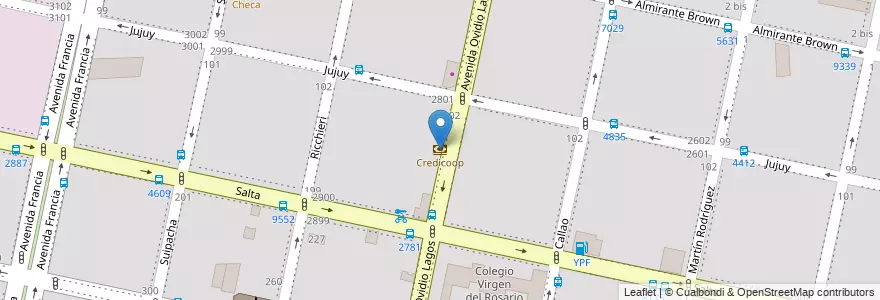 Mapa de ubicacion de Credicoop en Argentinië, Santa Fe, Departamento Rosario, Municipio De Rosario, Rosario.