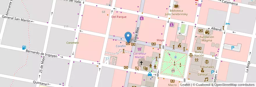 Mapa de ubicacion de Credicoop en アルゼンチン, エントレ・リオス州, Departamento Concordia, Distrito Suburbios, Concordia, Concordia.