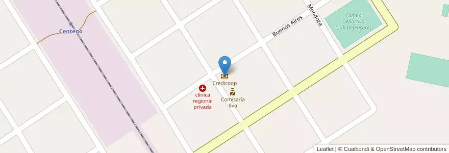 Mapa de ubicacion de Credicoop en Аргентина, Санта-Фе, Departamento San Jerónimo, Municipio De Centeno.