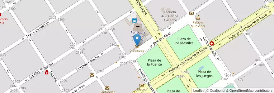 Mapa de ubicacion de Credicoop en Argentine, Santa Fe, Departamento Caseros, Municipio De Casilda, Casilda.