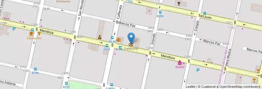Mapa de ubicacion de Credicoop en 阿根廷, Santa Fe, Departamento Rosario, Municipio De Rosario, 罗萨里奥.