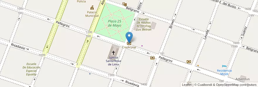 Mapa de ubicacion de Credicoop en Argentinien, Provinz Buenos Aires, Partido De Bragado, Bragado.