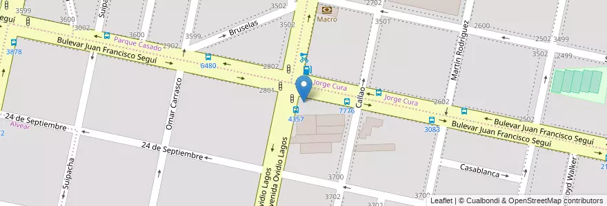 Mapa de ubicacion de Credicoop en آرژانتین, سانتافه, Departamento Rosario, Municipio De Rosario, تسبیح.
