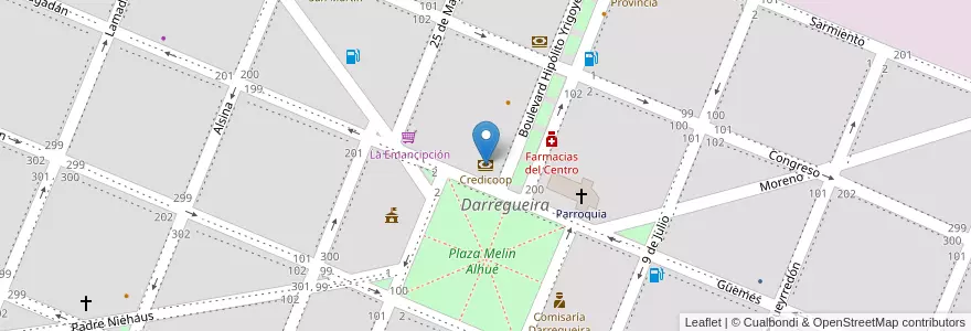 Mapa de ubicacion de Credicoop en 阿根廷, 布宜诺斯艾利斯省, Partido De Puan, Darregueira.