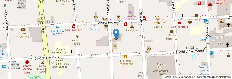 Mapa de ubicacion de Credicoop en 아르헨티나, Jujuy, Departamento Doctor Manuel Belgrano, Municipio De San Salvador De Jujuy.