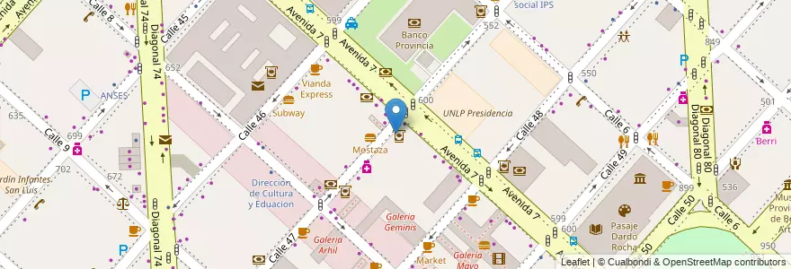 Mapa de ubicacion de Credicoop, Casco Urbano en الأرجنتين, بوينس آيرس, Partido De La Plata, لابلاتا.