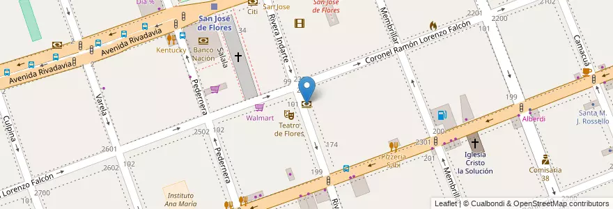 Mapa de ubicacion de Credicoop, Flores en Аргентина, Буэнос-Айрес, Comuna 7, Буэнос-Айрес.