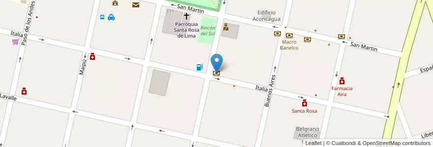 Mapa de ubicacion de Credicoop Link en آرژانتین, سانتافه, Departamento Belgrano, Municipio De Las Rosas.