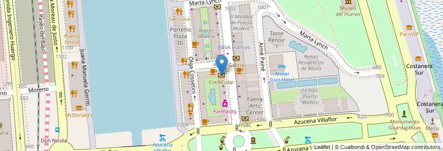 Mapa de ubicacion de CrediCoop, Puerto Madero en آرژانتین, Ciudad Autónoma De Buenos Aires, Comuna 1, Buenos Aires.