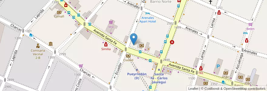 Mapa de ubicacion de Credicoop, Recoleta en آرژانتین, Ciudad Autónoma De Buenos Aires, Comuna 2, Buenos Aires.