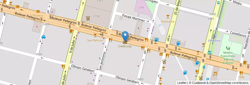 Mapa de ubicacion de Credicoop en 아르헨티나, Santa Fe, Departamento La Capital, Santa Fe Capital, Santa Fe.