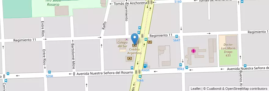 Mapa de ubicacion de Crédito Argentino en アルゼンチン, サンタフェ州, Departamento Rosario, Municipio De Rosario, ロサリオ.