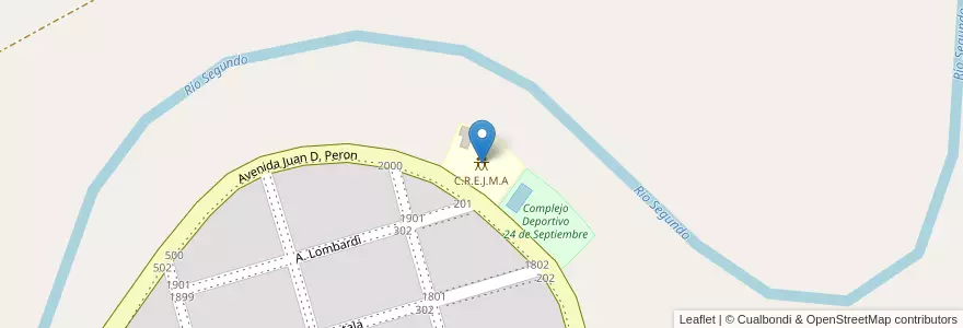 Mapa de ubicacion de C.R.E.J.M.A en Argentina, Córdoba, Departamento San Justo, Municipio Arroyito, Pedanía Arroyito, Arroyito.