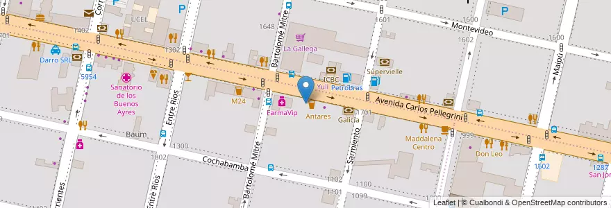 Mapa de ubicacion de Crema Nevada en الأرجنتين, سانتا في, Departamento Rosario, Municipio De Rosario, روساريو.