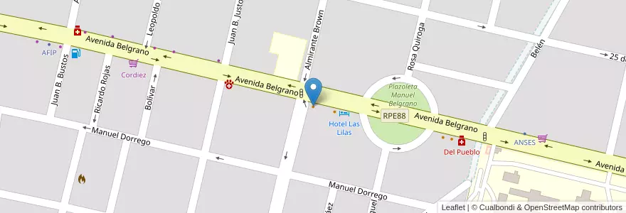 Mapa de ubicacion de Crillon en Argentine, Córdoba, Departamento San Javier, Pedanía Dolores, Municipio De Villa Dolores, Villa Dolores.