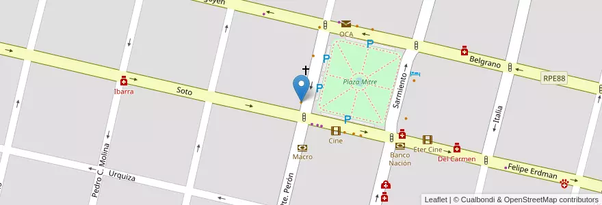 Mapa de ubicacion de Crillón en Аргентина, Кордова, Departamento San Javier, Pedanía Dolores, Municipio De Villa Dolores, Villa Dolores.