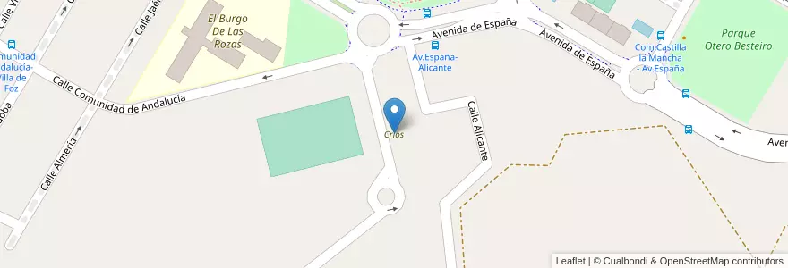 Mapa de ubicacion de Crios en إسبانيا, منطقة مدريد, منطقة مدريد, Área Metropolitana De Madrid Y Corredor Del Henares, Las Rozas De Madrid.