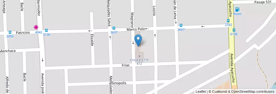 Mapa de ubicacion de Crisol E.E.T.P. 472 en Arjantin, Santa Fe, Departamento Rosario, Municipio De Rosario, Municipio De Villa Gobernador Gálvez.