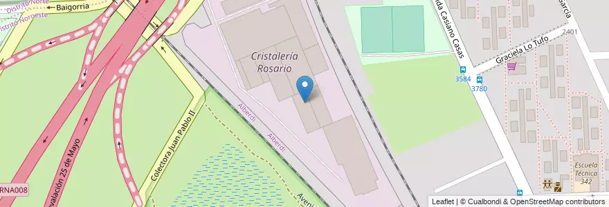 Mapa de ubicacion de Cristalería Rosario en الأرجنتين, سانتا في, Departamento Rosario, Municipio De Rosario, روساريو.
