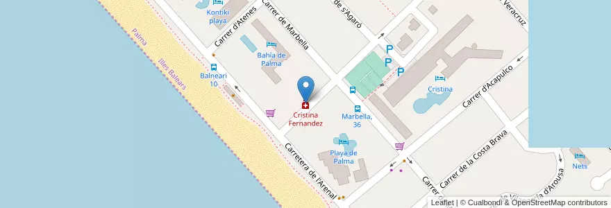 Mapa de ubicacion de Cristina Fernandez en スペイン, バレアレス諸島, España (Mar Territorial), パルマ, バレアレス諸島, パルマ.